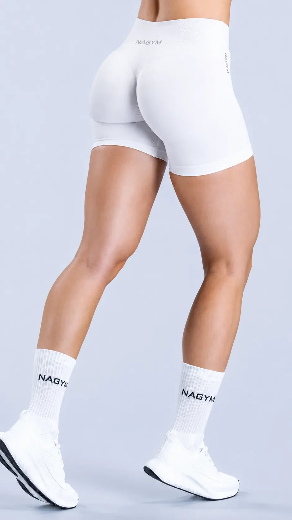 White NAGYM Contour Shorts back view