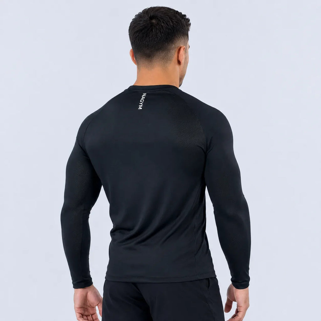 Black NAGYM Long Sleeve Compression Shirt side view