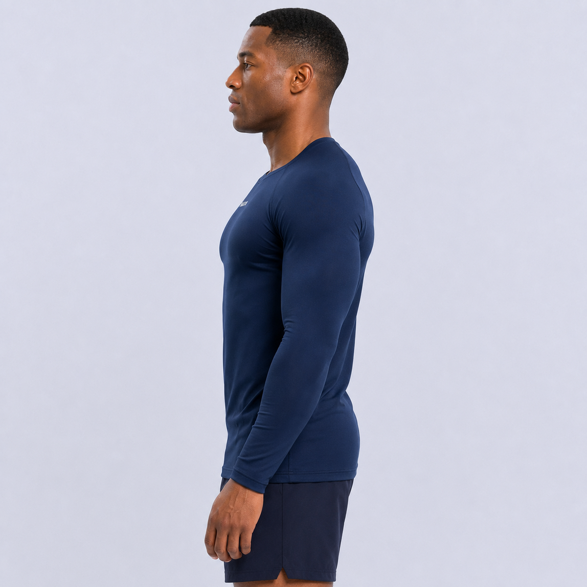 Navy NAGYM Long Sleeve Compression Shirt side view