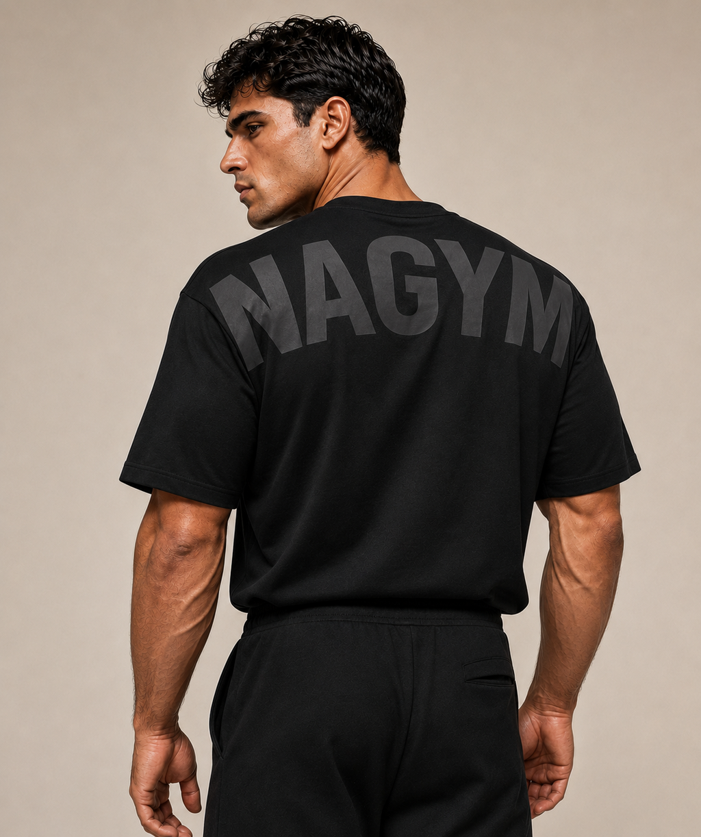 Black NAGYM Oversized Tee back view