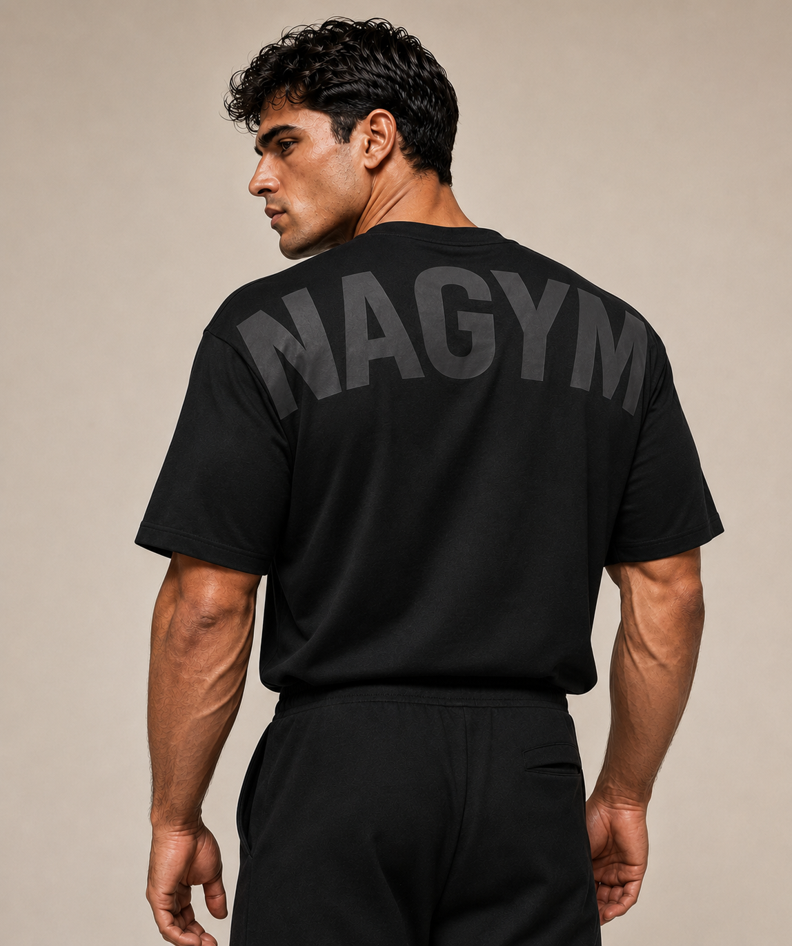 Black NAGYM Oversized Tee back view