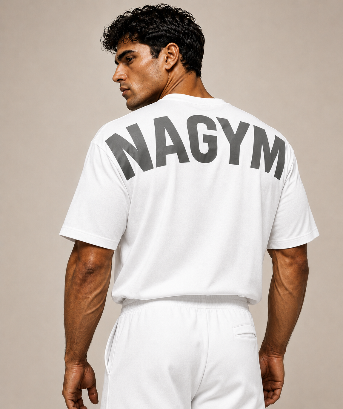 White NAGYM Oversized Tee back view