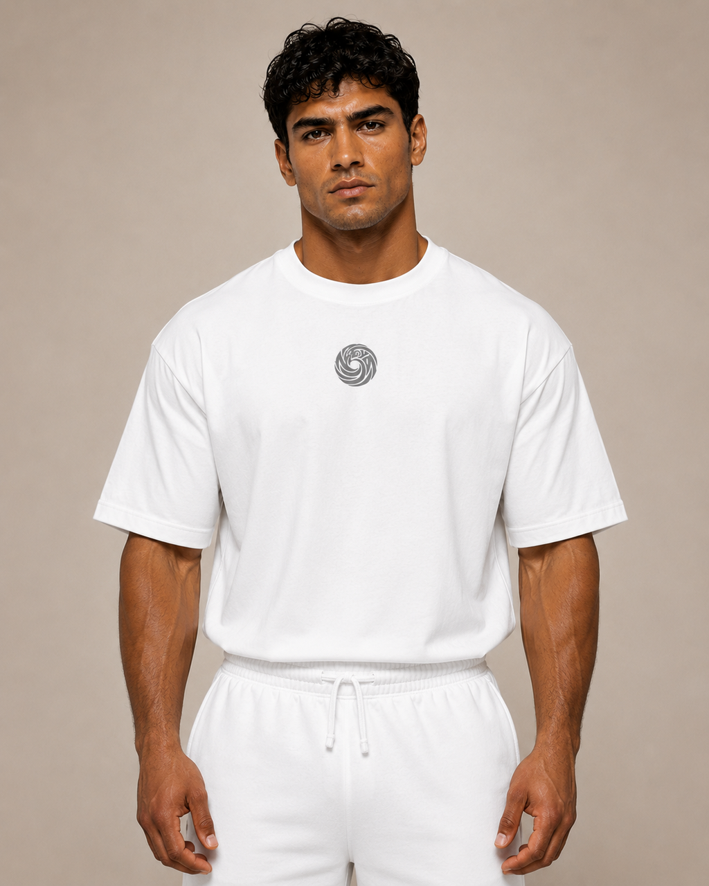 White NAGYM Oversized Tee front view