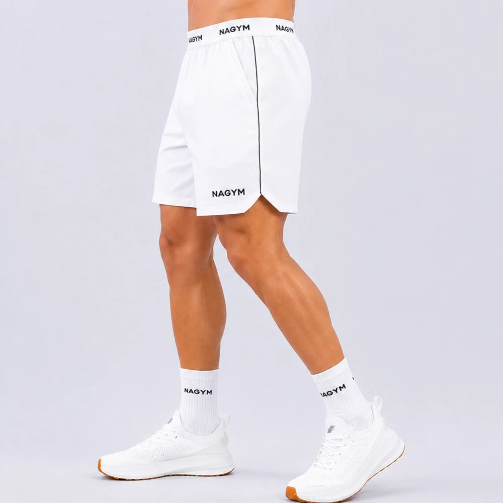 NAGYM Performance Shorts in Moonlight White, side view